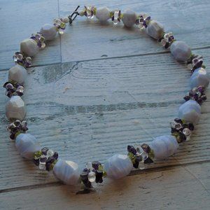 Blue lace agate vintage Ross-Simons sterling necklace